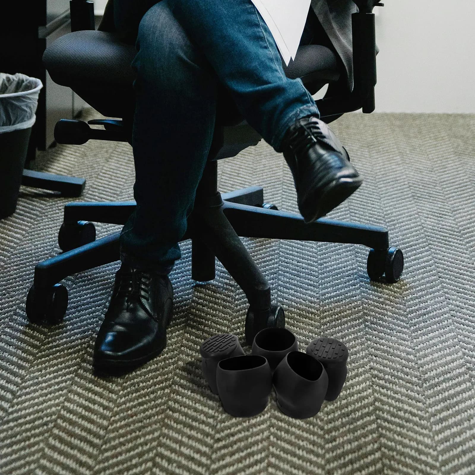 5 Pezzi Copriruota per Sedia da Ufficio, Protezioni in Plastica per Gambe, Coperture Antirumore per Mobili