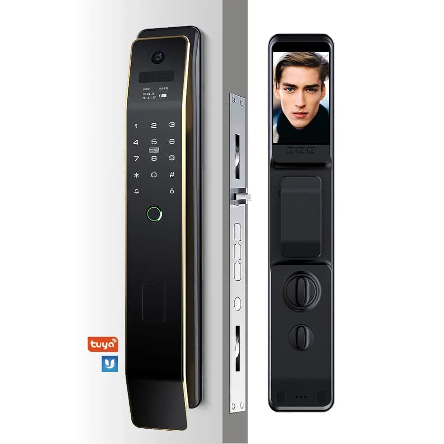 TOPTEQ US8 Riconoscimento facciale 3D Controllo intelligente Serratura per porta Password per impronte digitali digitali Serratura intelligente per porta con fotocamera integrata