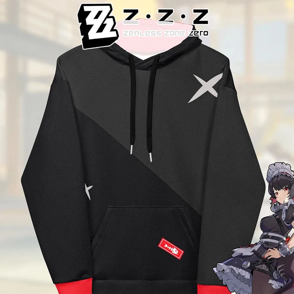 Felpa con Cappuccio Ellen Joe Cosplay, Gioco Zenless Zone Zero, Stampa 3D, Manica Lunga, Casual, Pullover con Cappuccio da Uomo, Streetwear