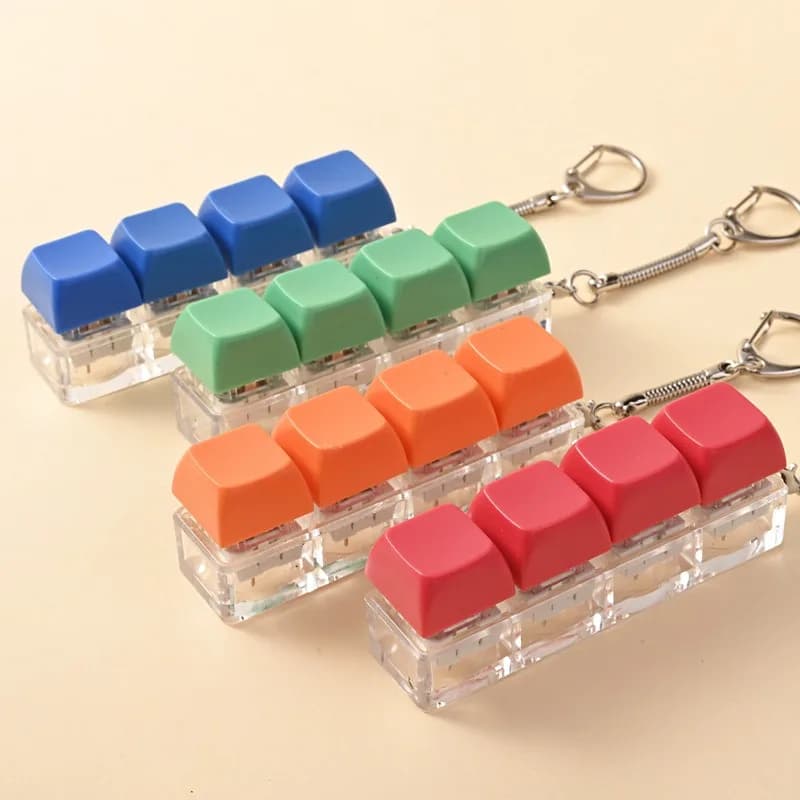 1PC Keyboard Keychain Mechanical Button Fidget Key Switch Caps Finger Toys Relief Stress Small Gifts Car Key Ring For Adults