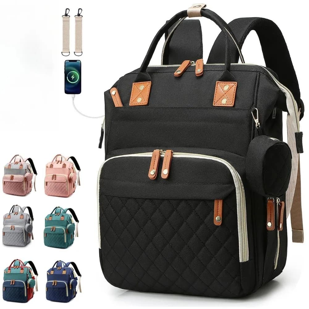 Multifunctional Diaper Bag Backpack , Baby Girl Boy Diaper Bag with Pacifier Case, Large Capacity Nursing Diaper Bag for Travel