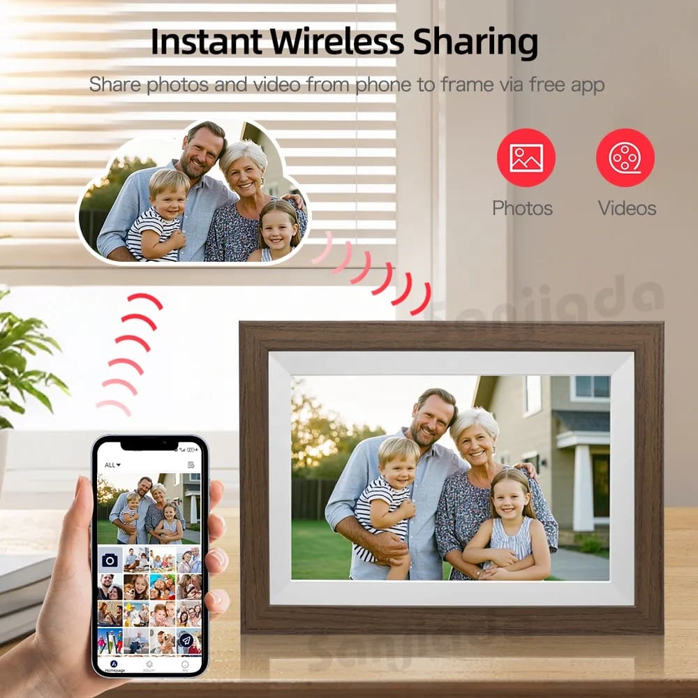 10.1" WiFi Digital Picture Frame with 1280 * 800 Touch Screen Smart Photo Frame 32GB, Share Photos/Videos Remotely Via Uhale APP