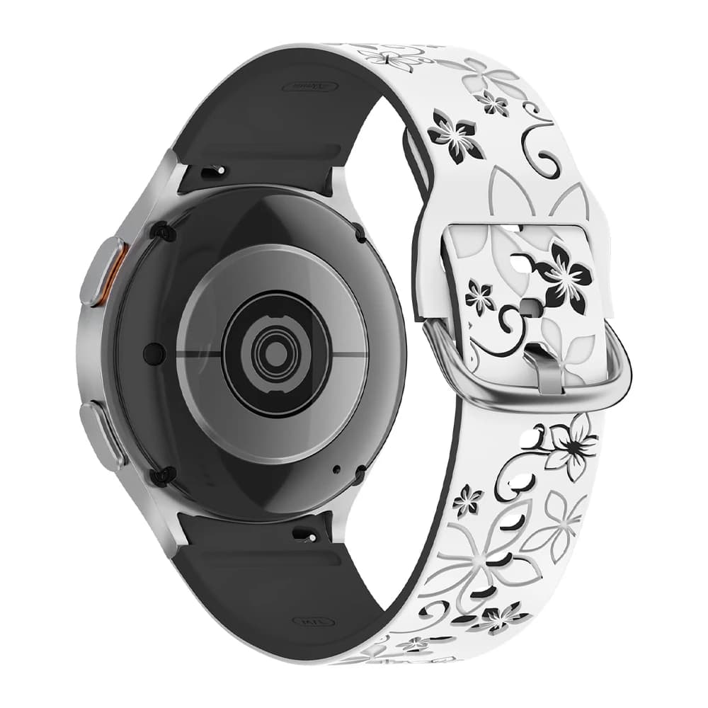 Cinturino per Samsung Galaxy Watch 7/5 Pro/4 6 Classic 40 44mm Fiore inciso Bracciale sportivo in silicone correa Galaxy Watch 7 Cinturini