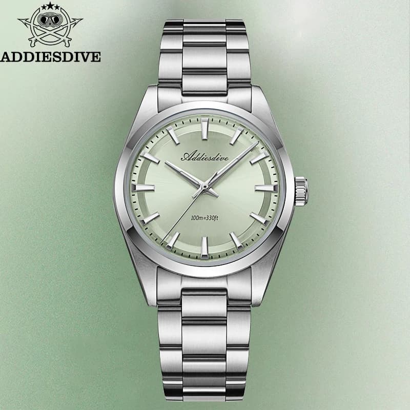 ADDIESDIVE 36mm AD2066 Men's Watch BGW9 Luminou Bubble Glass Mirror 316L Reloj Hombre 100m Waterproof Quartz Watch
