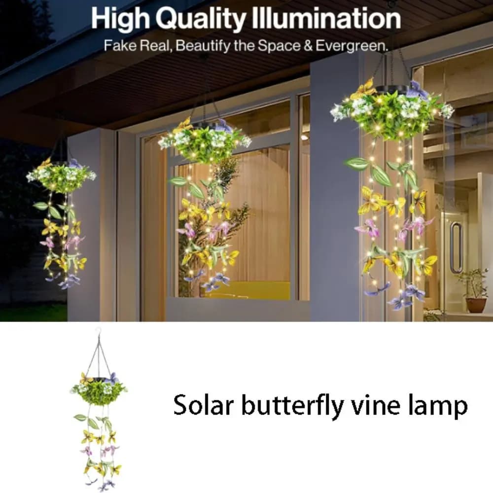 Solar Butterfly Shape Lamp Waterproof, Butterfly Decoration, Solar Vine Shape Lamp, Artificial Solar Energy Plant