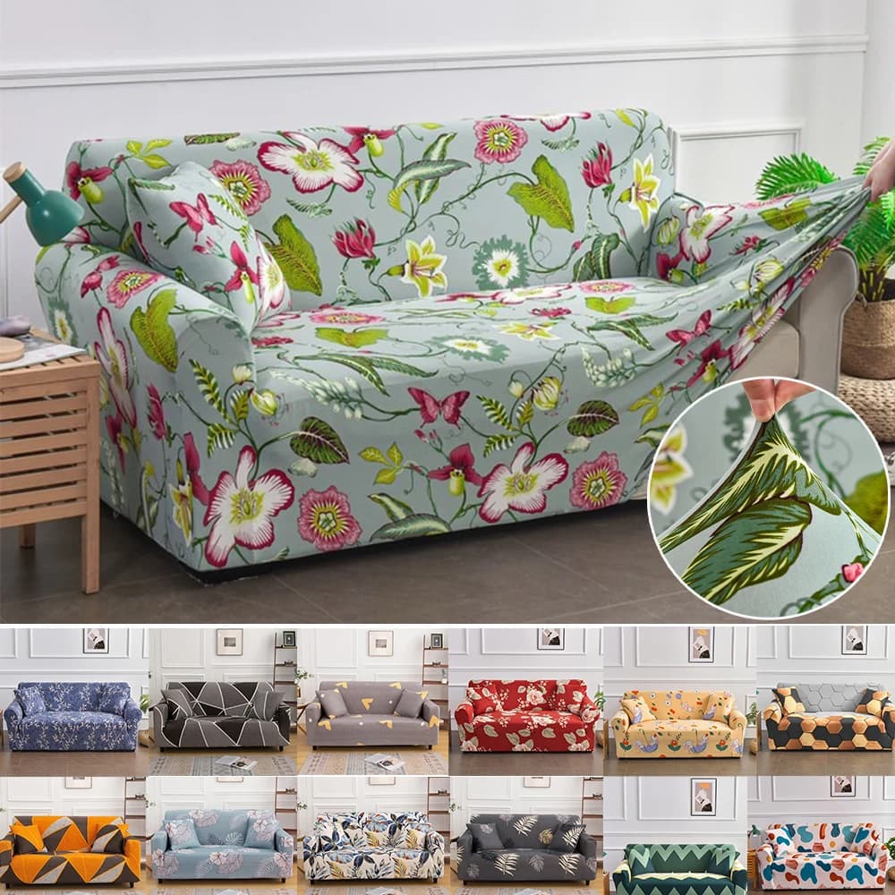 High Stretch 1/2/3/4 Seat Floral Printing Slipcovers Stretch Sofa Covers Living Room Corner Couch Cover Sectional Armchair Cover