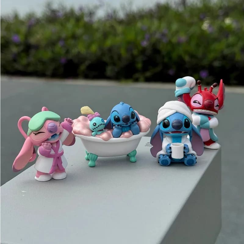 Serie Blind Box Stitch Nighttime Bath Relax Time, Action Figure Kawaii, Decorazione per la Stanza, Modellino Giocattolo Cartoon, Regalo a Sorpresa per le Feste