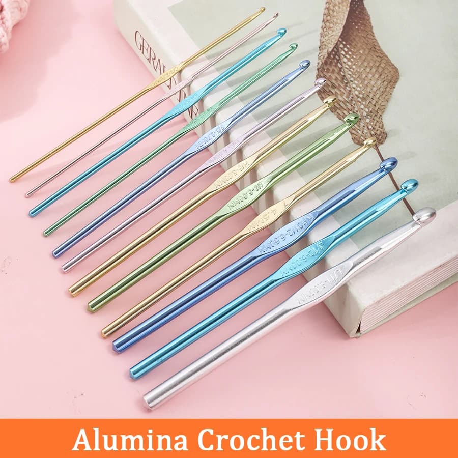 KOKNIT 1/12pcs Aluminum Handle Crochet Hooks Knitting Stitching Weaving Crocheting Needles DIY Multicolored Sewing Tools