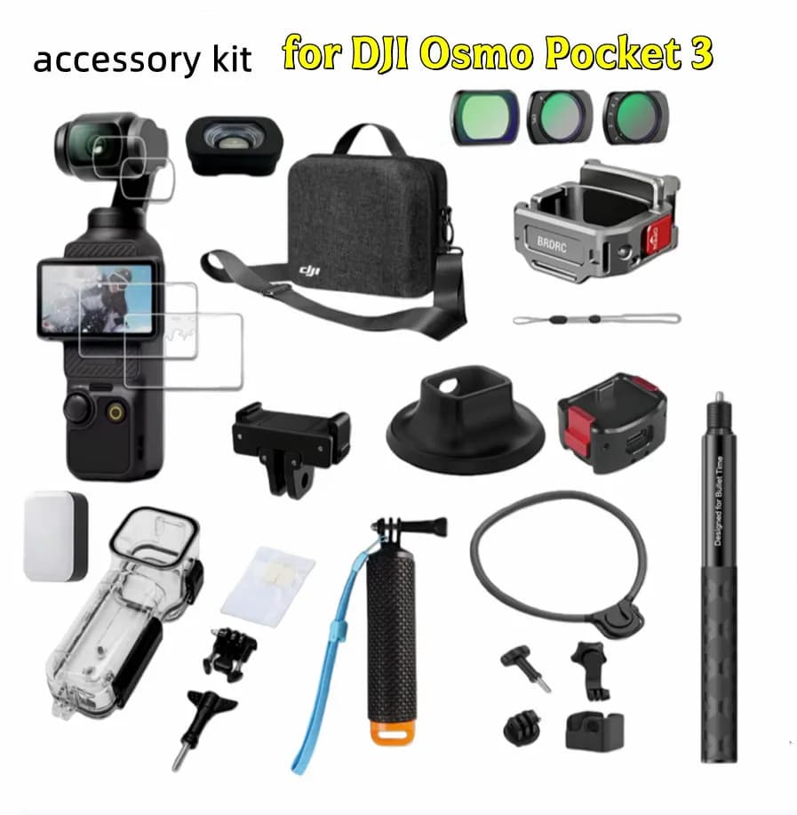 Kit di Accessori per DJI Osmo Pocket 3: Custodia, Supporto Magnetico, Base da Tavolo, Asta Selfie, Treppiede, Protezione Schermo in Vetro