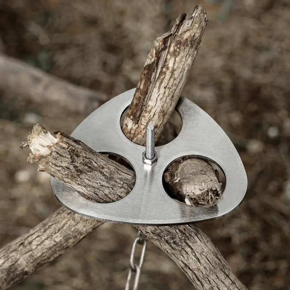 Stainless steel picnic tripod holder with hanging rack with outdoor Dutch oven hook chain, kitchen, camping, shelter