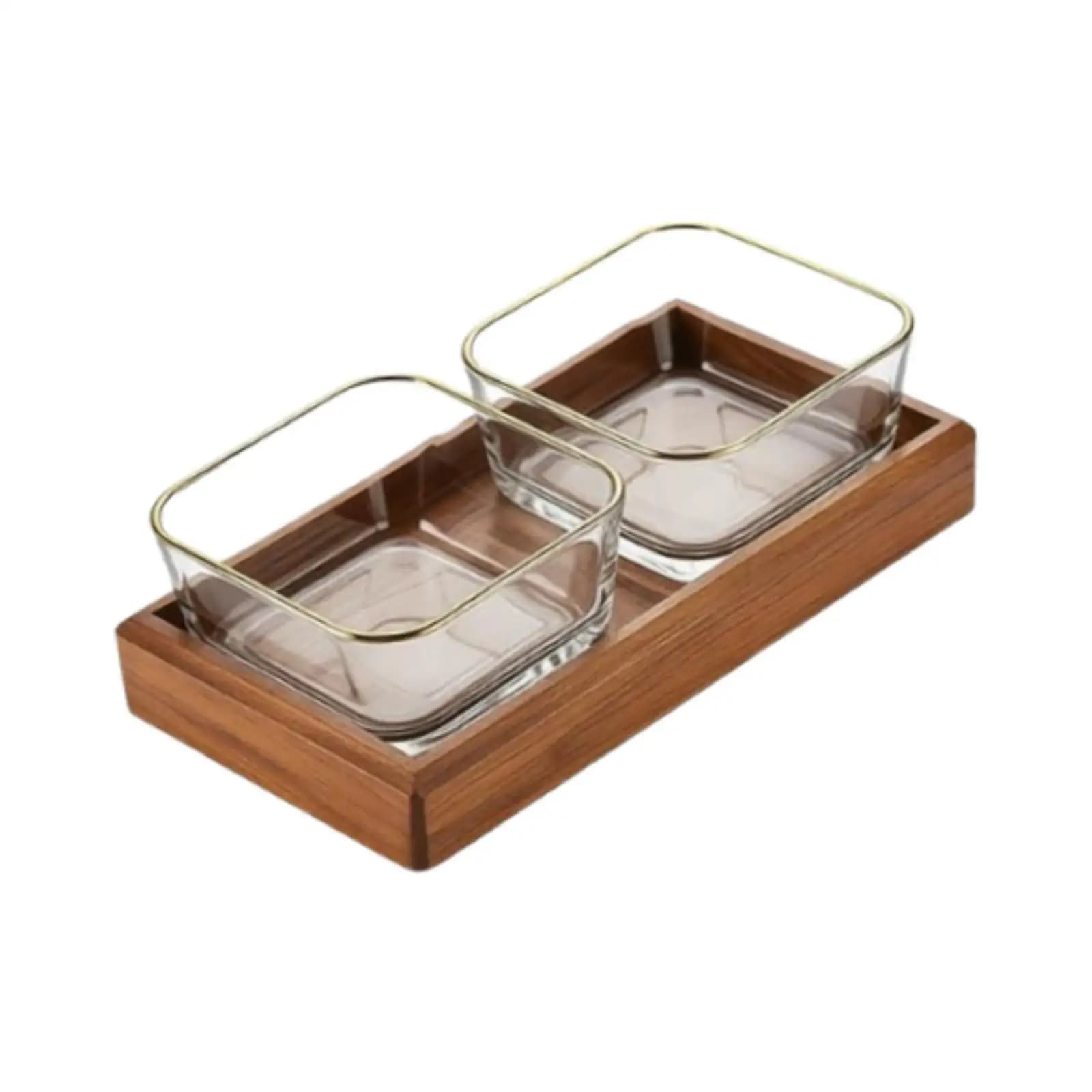 Piatti di Vetro Divisi con Vassoio in Legno, Vassoio per Noci e Caramelle, Ciotola per Snack, Piatto per Frutta Secca e Pasticceria