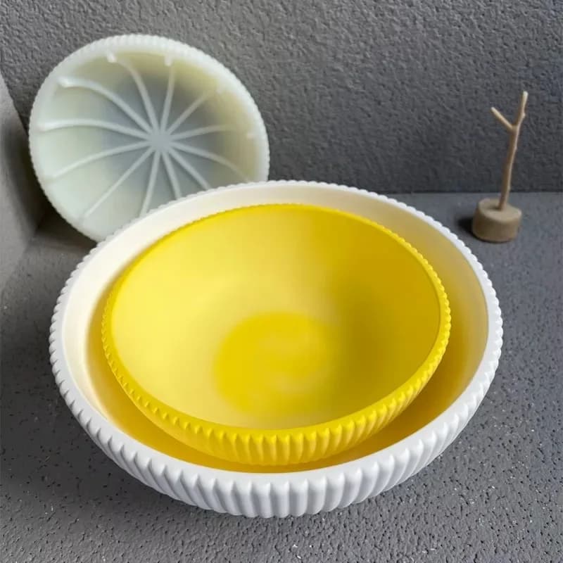 Large Striped Bowl Vessel Concrete Mold Top Quality for Cement Epoxy Resin Terrazzo Outdoor Plant Pot Silicone Mold