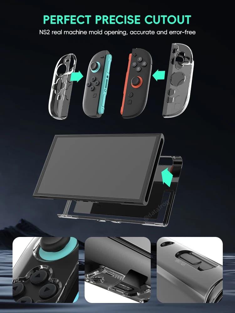 DATA FROG Custodia protettiva rigida trasparente per console Switch 2 Cover sottile trasparente antigraffio per Joy-Con