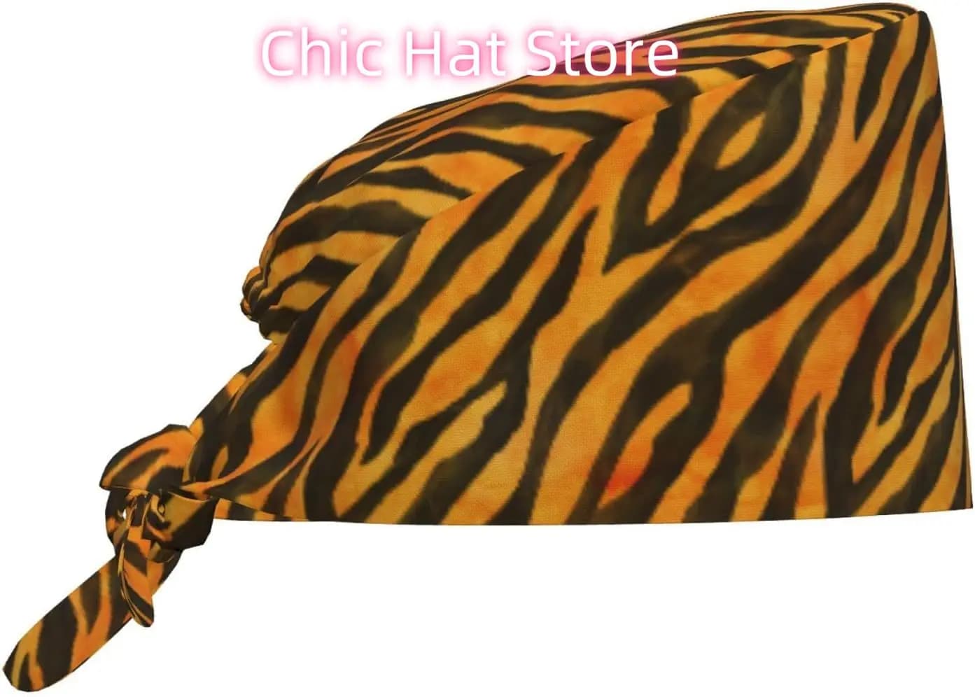 Berretto da lavoro con strisce di pelle di tigre, berretto da lavoro con fascia antisudore, regolabile, unisex, da donna, con allacciatura sul retro, da infermiera