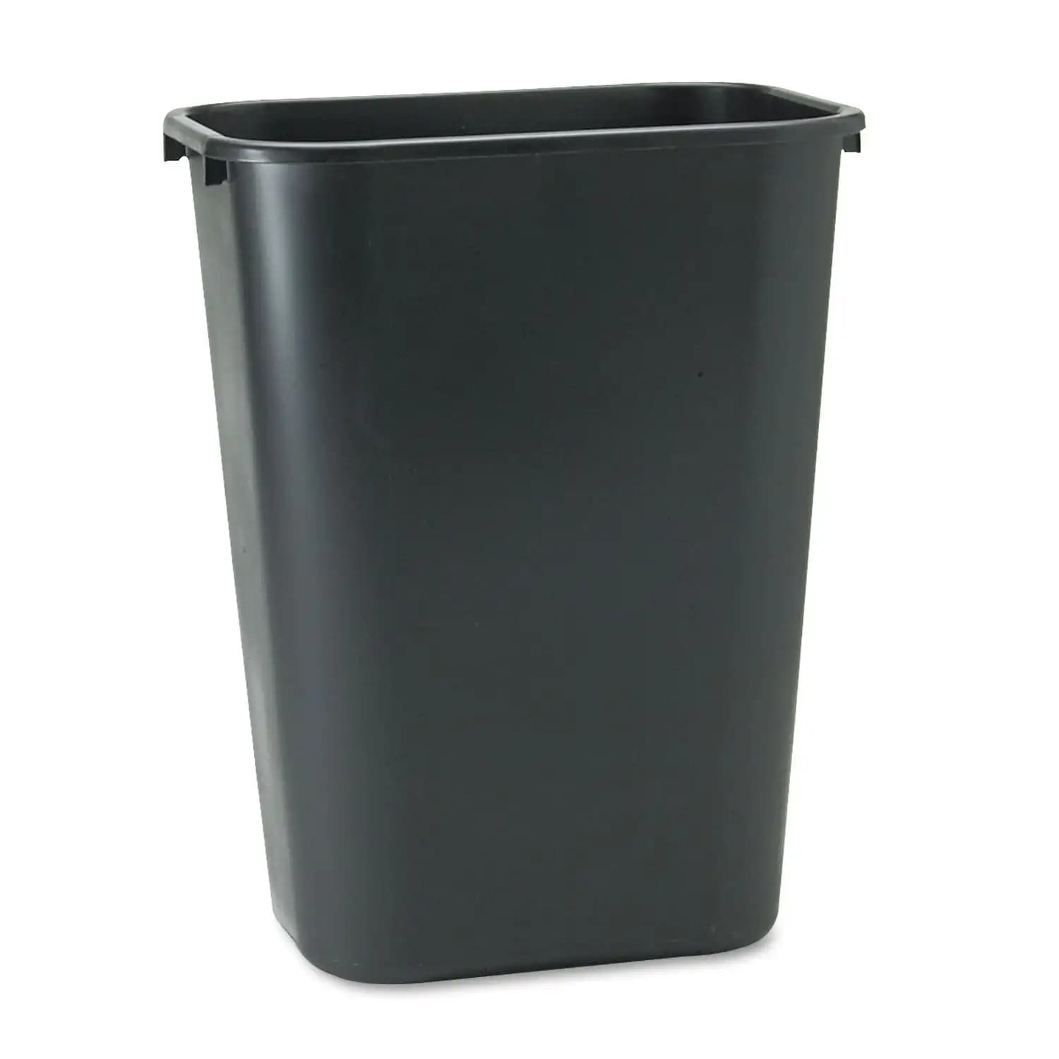 Plastic Deskside Wastebasket Rectangular 10.25 Gallon Black