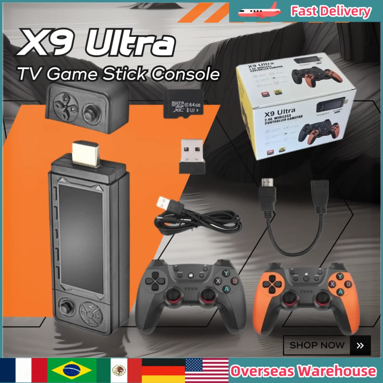 X9 Ultra Retro Game Stick Controller Wireless HDMI Console for Home Games 3D HD 4K TV Game Retro Games Stick Gifts
