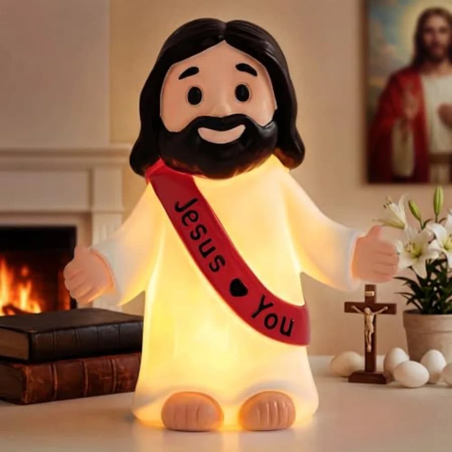 Resin Figurine, Christian Decor Gift for Mom, Mother's Day, Night Light Statue Gift for Mom, Figure for Home Office Table Decor