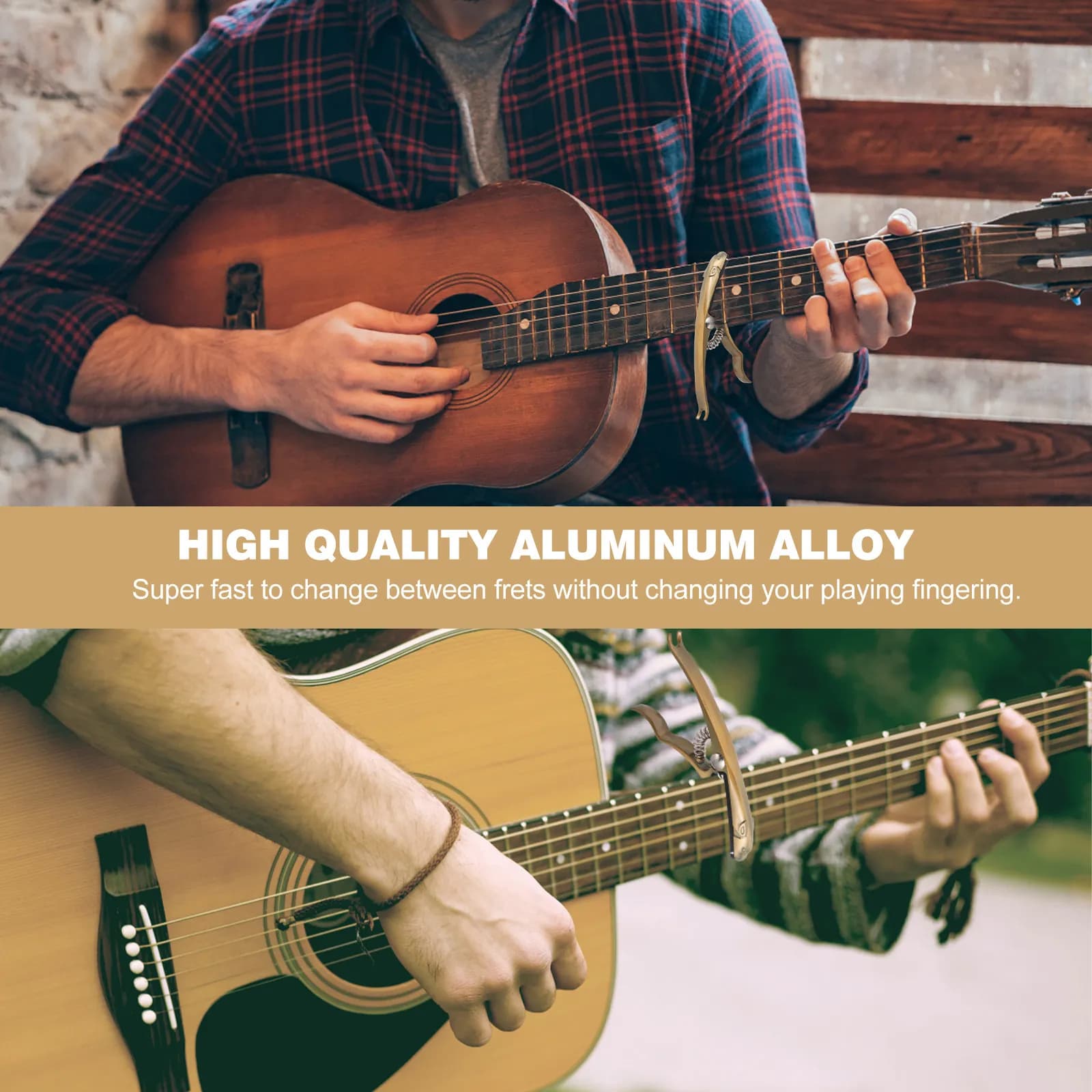 Capo Golden in lega di alluminio con design a leopardo, morsetto per cambio rapido delle corde per chitarra elettrica, acustica, ukulele, banjo, chitarra folk