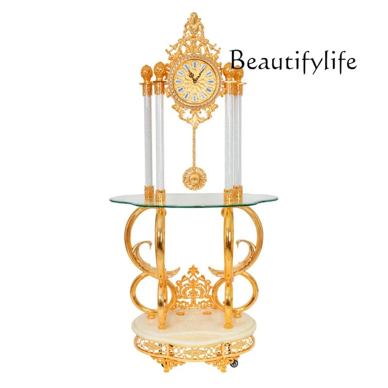 Orologio da pavimento per soggiorno con movimento al quarzo di nuova moda nordica Orologio a pendolo di lusso in villa in stile europeo
