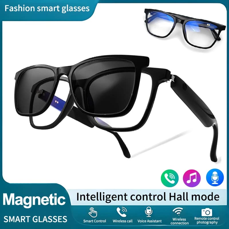 LIGE Bluetooth Smart Sunglasses Magnetic Frame Audio Music Call Antiblue light UV400 Polarized Lens Women Men Smart Glasses 2025