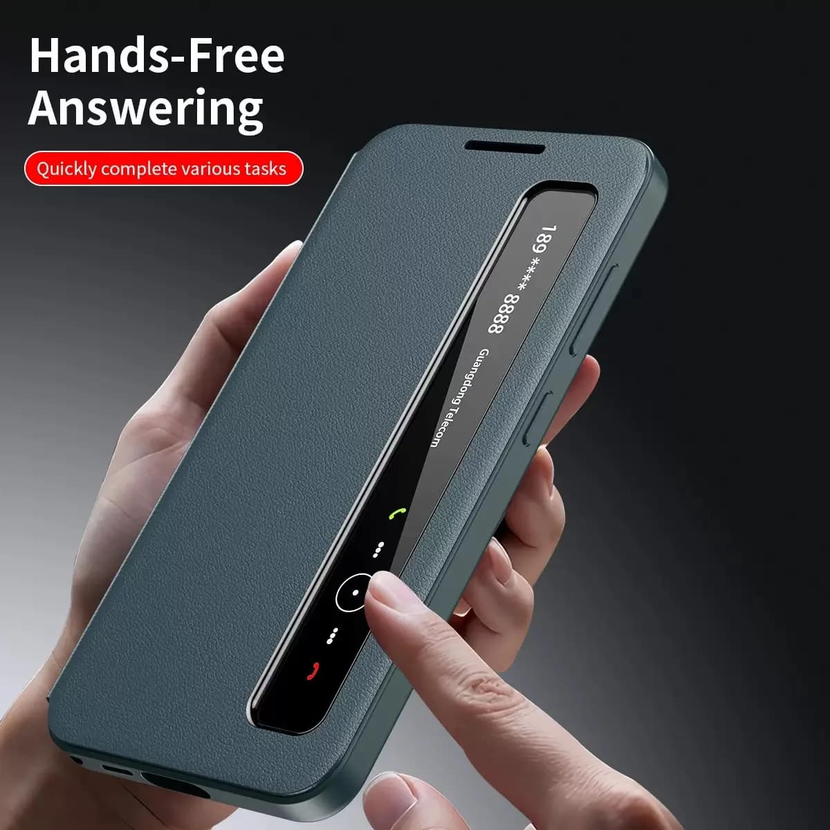 Leather Flip Smart Display Screen Transparent Window Phone Case For SamsungFold 7 6 5 4 3 S26 S25 S24 S23 S22Ultra Plus FE Cover