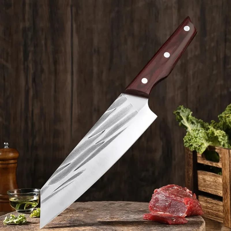 Hand Forged Chef's Knife Meat Cleaver Fish Fruit Vegetables Professional Kitchen Knive Wood Handle Slicing Knife Utility Knife