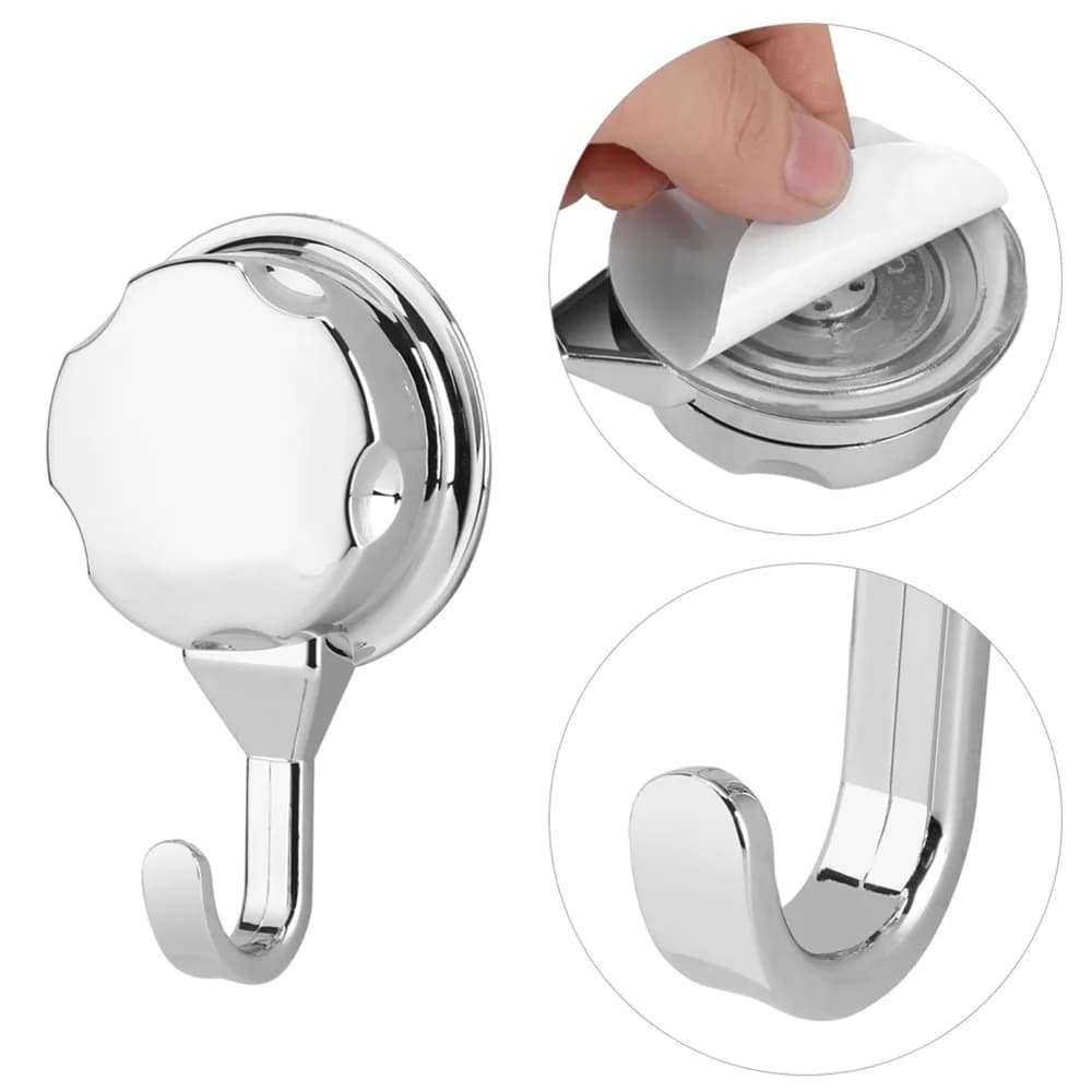 3 PCS Convenient ABS Suction Cup Hook Silver Durable Towel Rack Easy Install Space Saving Towel Hook Flat Smooth Surface