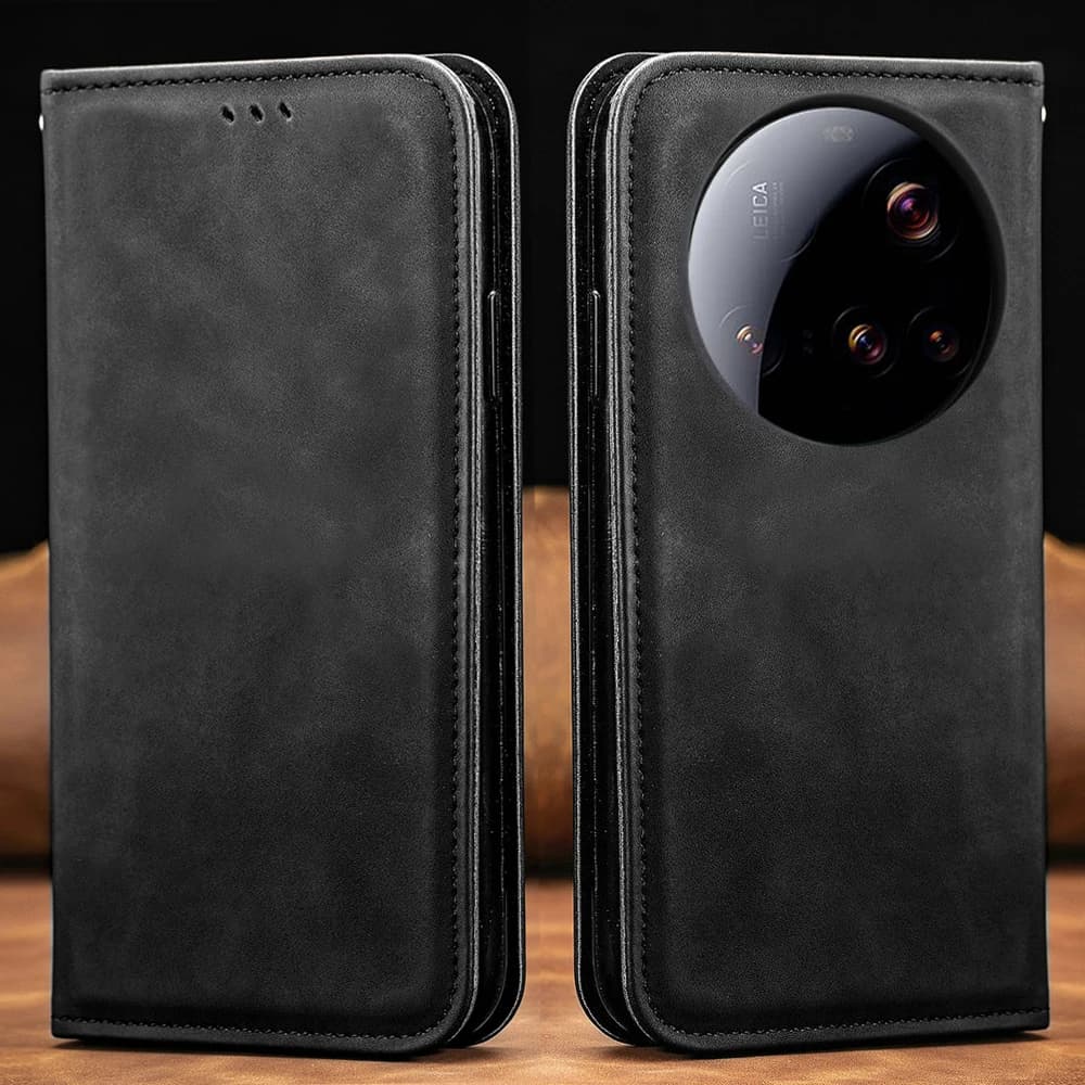 Custodia di Lusso Magnetica in Pelle con Porta Carte a Libro per Xiaomi 17 15 Ultra 5G, Cover Antiurto per Xiaomi 17 Ultra