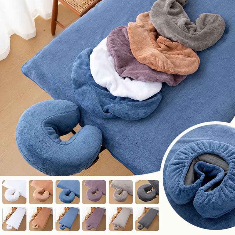 Lenzuola in pile corallo per lettini da salone di bellezza e copricuscini a forma di U per massaggi, SPA, centri benessere e studi estetici