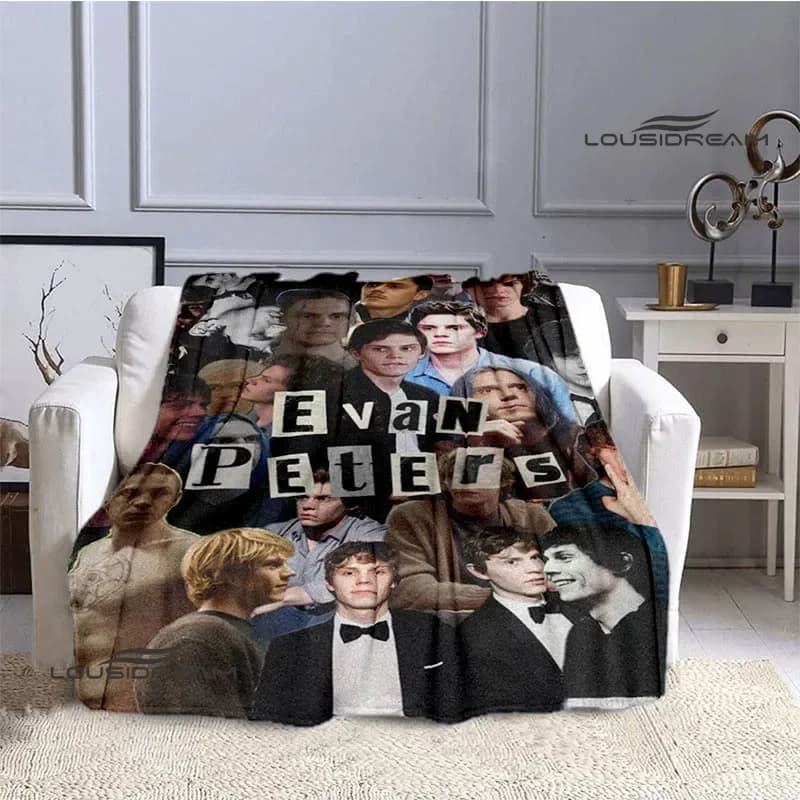 Coperta stampata con motivo 3D Evan Peters, alla moda, mantiene al caldo, bellissime coperte, morbide e confortevoli, regali di compleanno