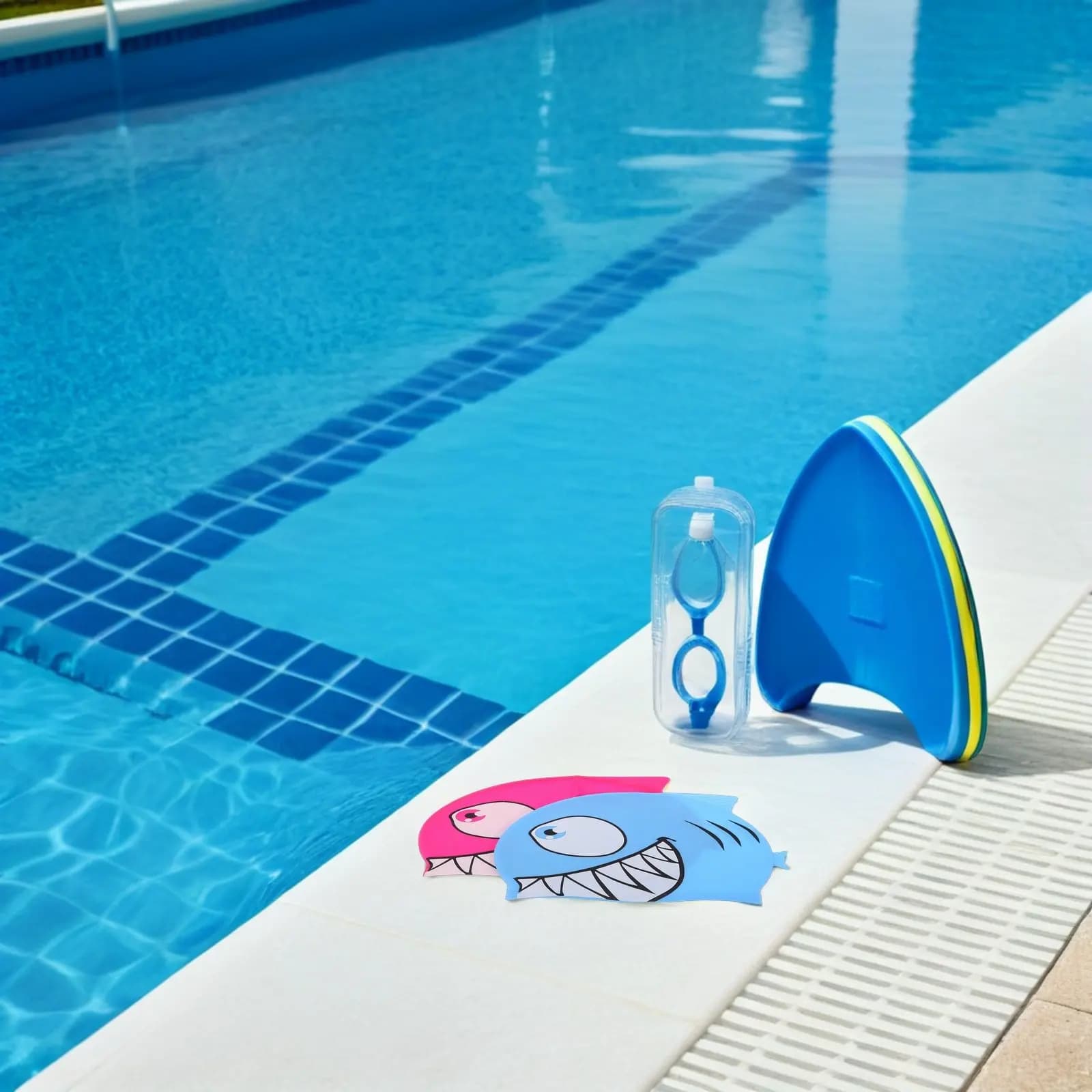 2 Piece Swimwear Silicone with Motive Children's Fish, Elastic Swimming Hat Waterproof for Kids and Girls, Baby, Baby, Swimming pool, Beach, Cute