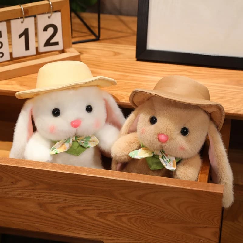 Adorabile peluche di coniglio da 23 cm con cappello - Peluche morbido e coccoloso Regalo super morbido per bambini, ragazze, amanti dei coniglietti