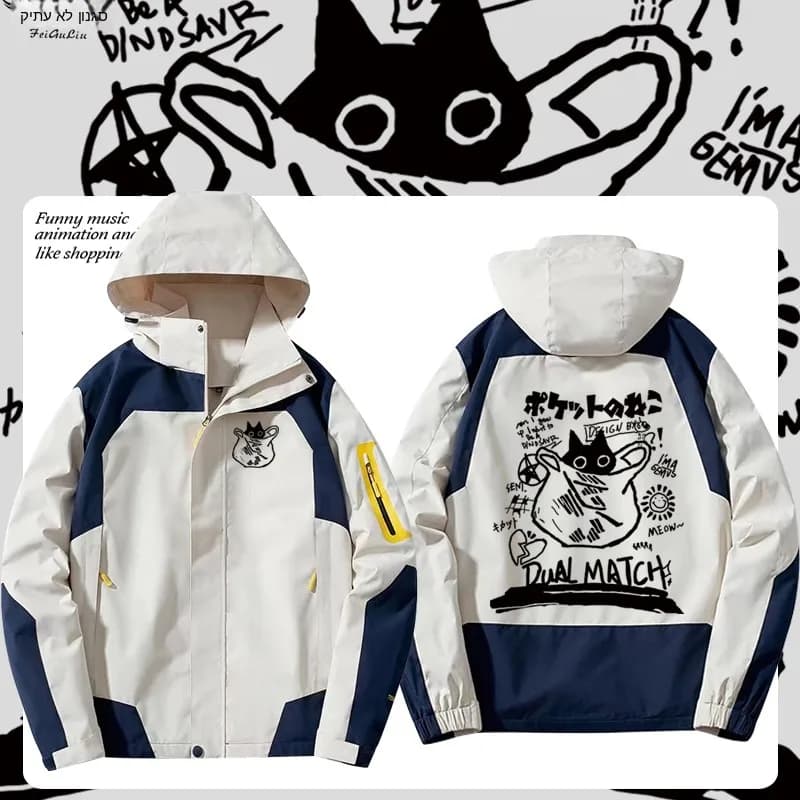 American Retro Graffiti Print Men's Jacket Loose Fit Spring Autumn Polyester Casual Outerwear Youth Fashion Straight Hem
