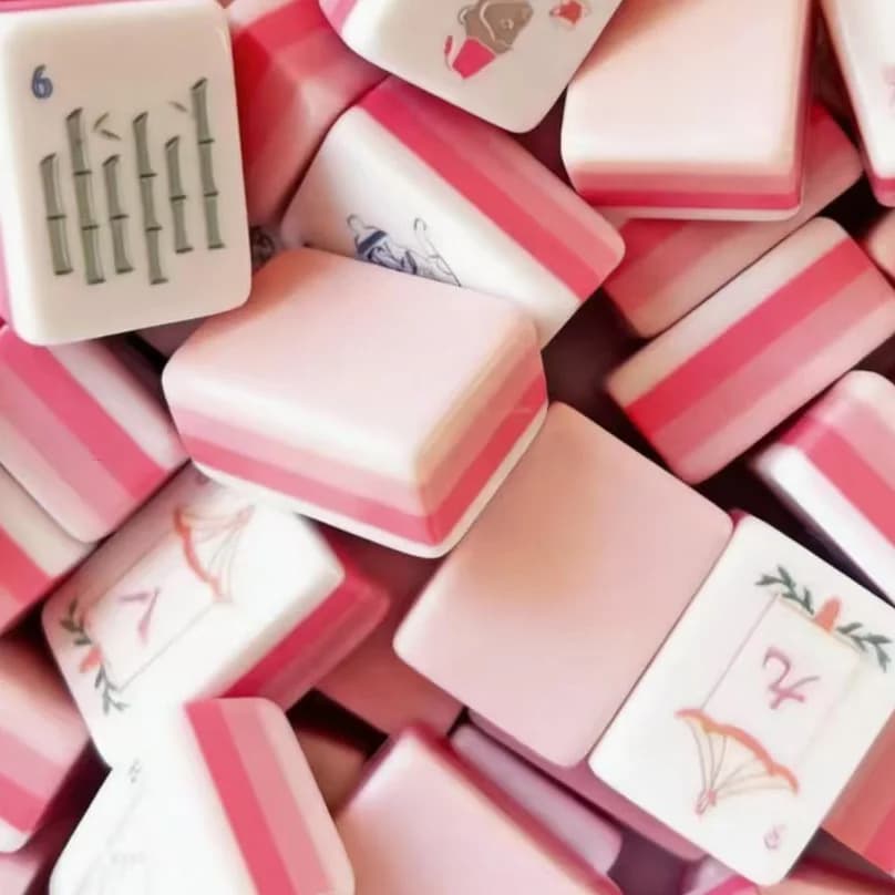 Pink Mahjong Tiles, American Hand-play Mahjong, Acrylic Material