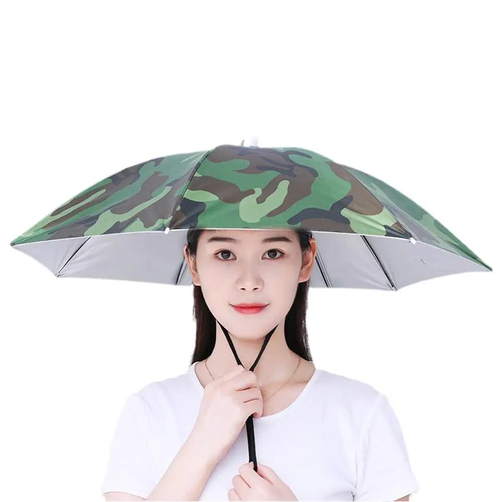 Cappello Ombrello a Mani Libere per Pesca, Protezione Solare, Parasole da Testa per Giardinaggio, Escursionismo, Cappello Antipioggia Pieghevole
