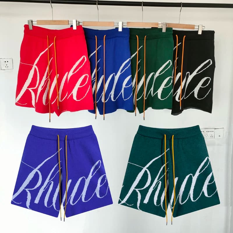 Streetwear Casual Rhude Woolen Shorts Men's Women's High Quality Jacquard Knitted Shorts