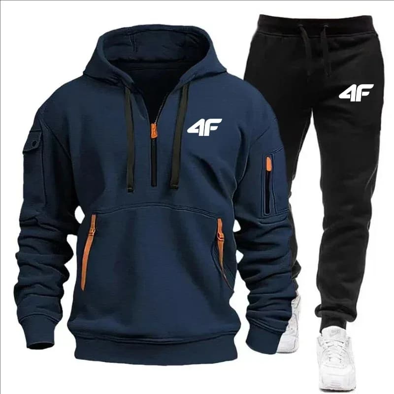 Men's Casual Sports Set for Autumn and Winter, Fashionable Two Pieces with Jogging Sweatshirt and Pants for Daily Use at the Open