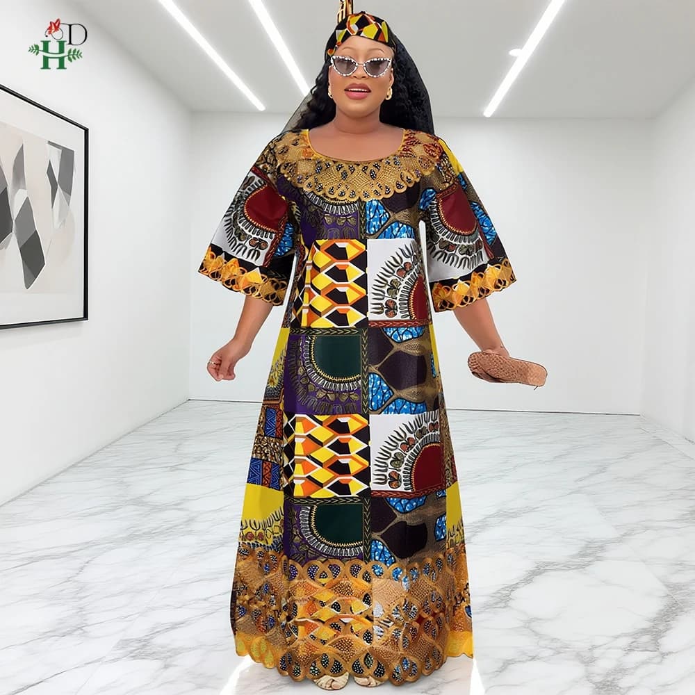 African Dresses for Women Traditional Clothing Embroidery Dresses Bubu Abaya Robe Kaftan Boubou Djellaba 2025 New