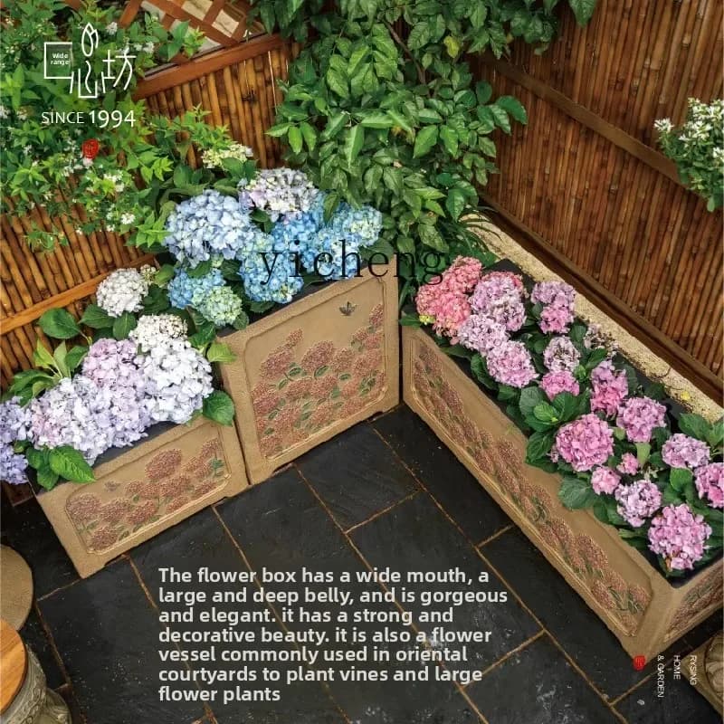 ZZ landscaped courtyard flower box outdoor large roof flower pot balcony box for planting