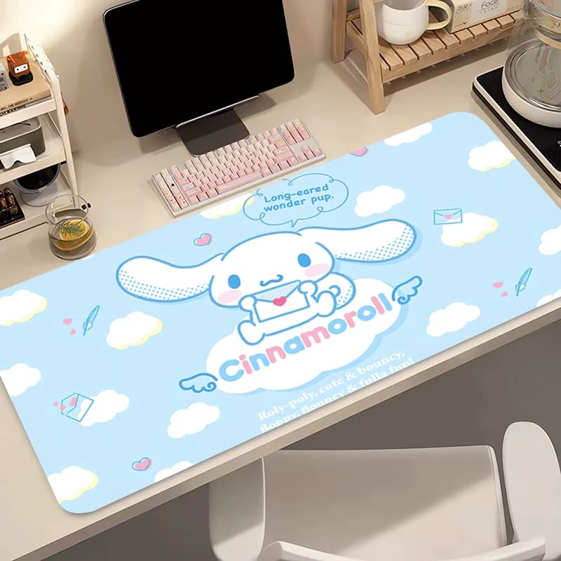 Tappetino per mouse da ufficio Cinnamoroll, tappetino in gomma per mini tastiera PC, tappetino da scrivania per laptop, accessori per gaming, mousepad