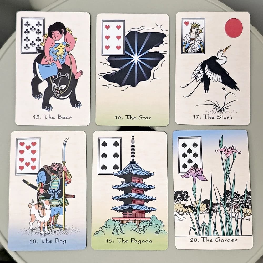Una carta Oracle Ukiyo-e Lenormand da 36 pezzi basata su stile mondiale galleggiante di tagli di legno e dipinti giapponesi Dimensioni: 9 * 6 cm