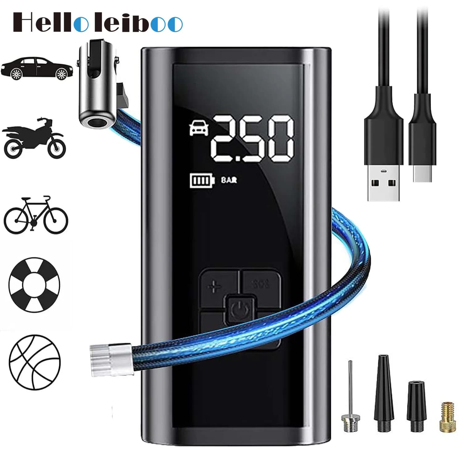 Car Air Pump Wireless Protable Car Air Compressor 150PSI Tire Inflation Pump for Motorcycle Bicycle Car Tire Ball Inflator