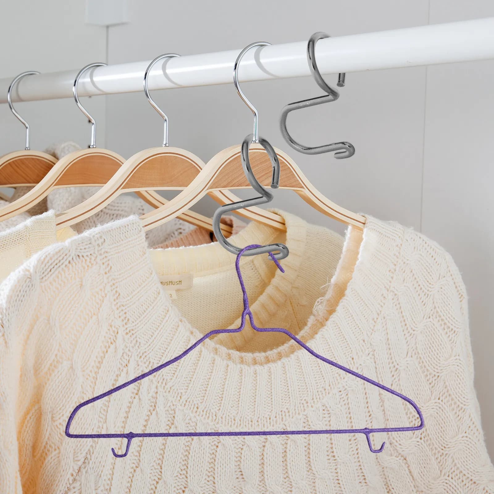 10 Pieces Hook Connectors for Wardrobe, Hanger Hooks Save Space, Clip Connectors for Clothes rack, Waterfall Organizer