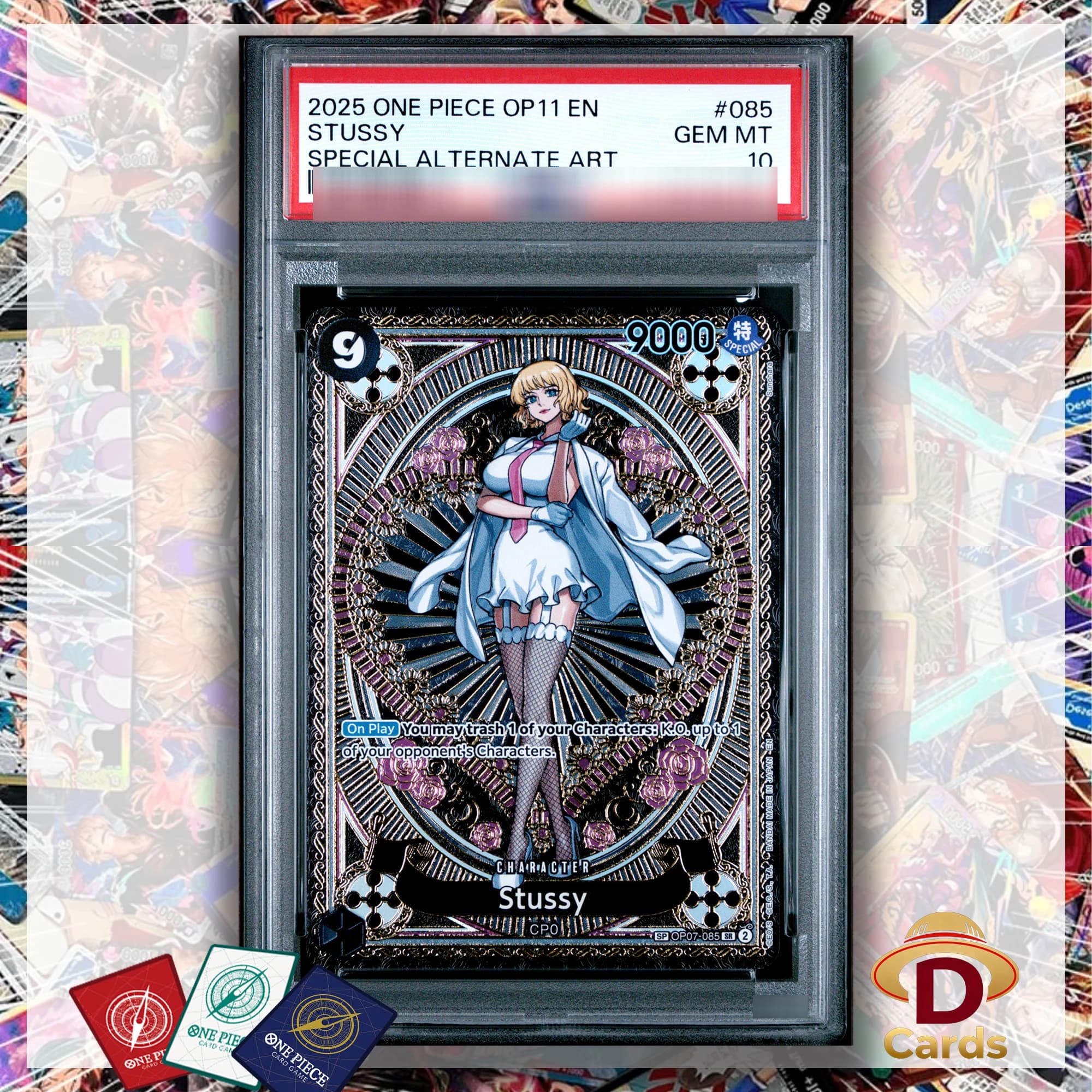 Stussy OP07-085 Foil (Versione SP) Carte Personaggio One Piece Edizione Speciale Rara P/S/A10 GEM MT10 Gioco di Carte Anime Proxy Foil Cards