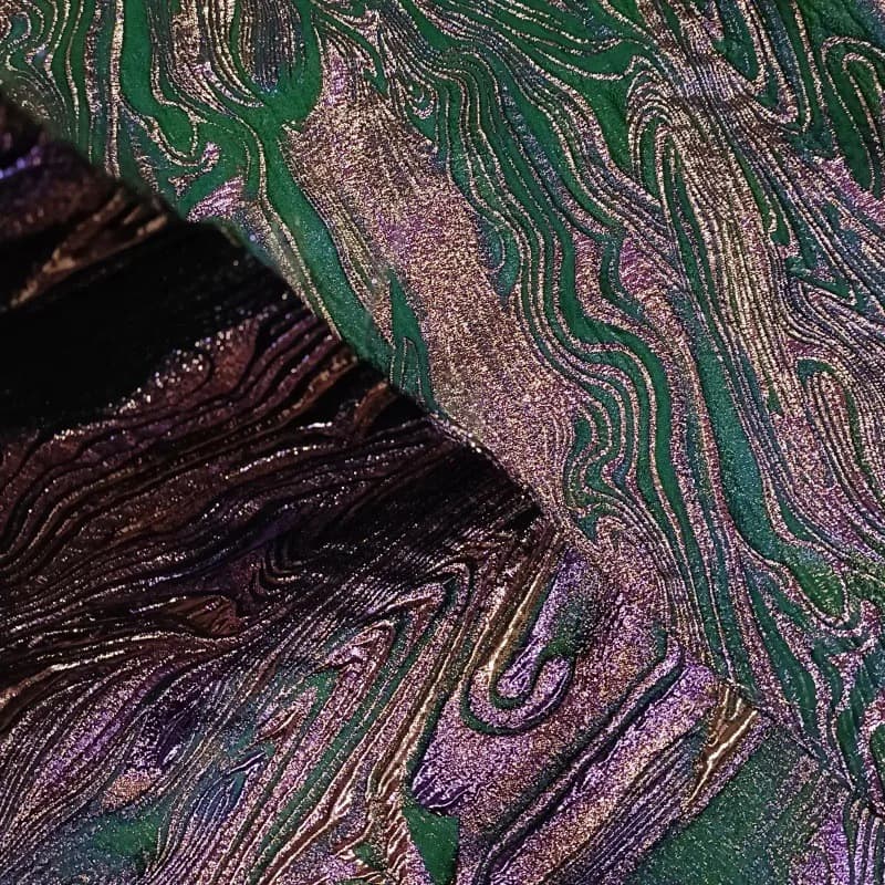 Luxury Textile Gold Threaded Elegant Jacquard Fabric Water Ripple Texture Designer Material Clothing Cloth