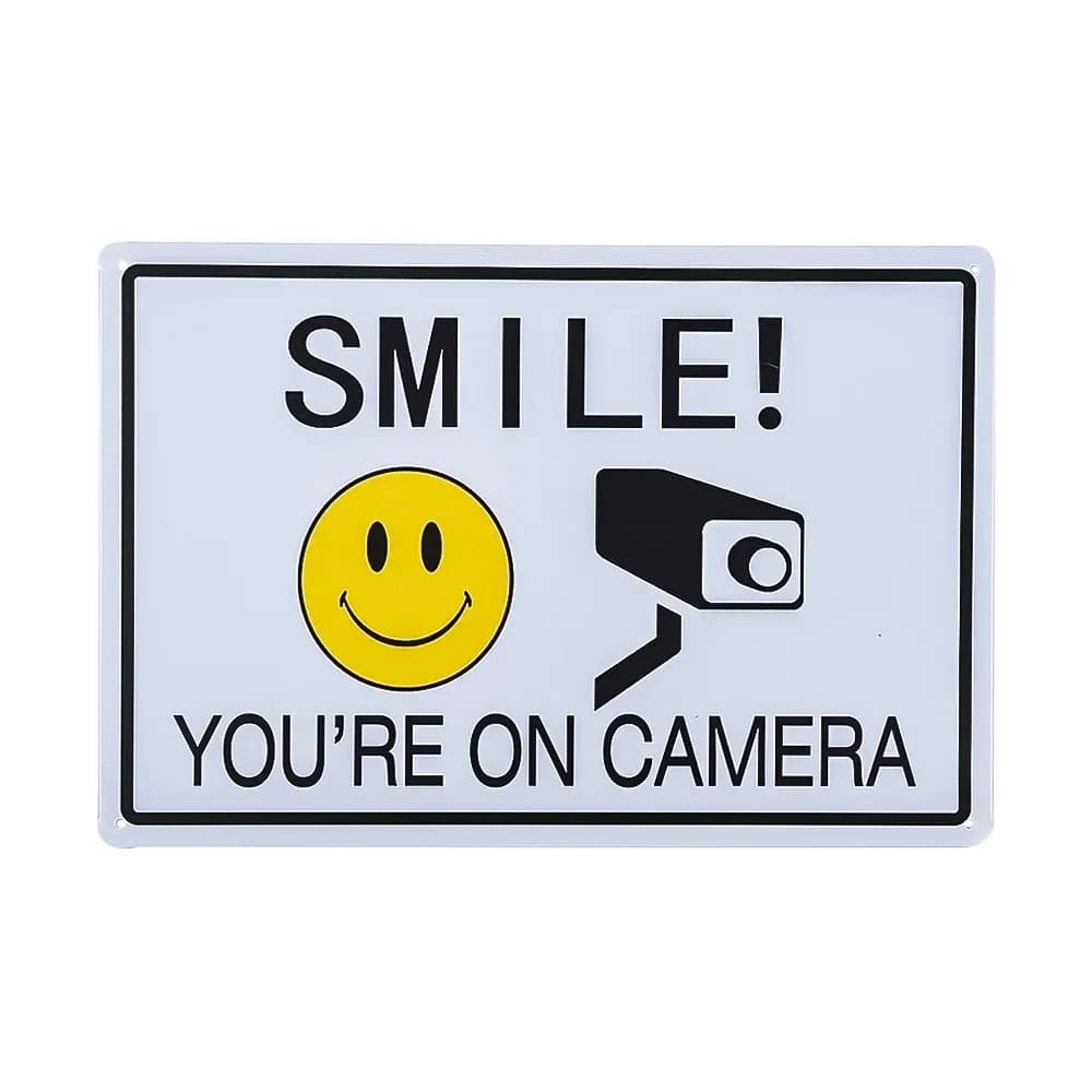Smile You On Camera Sign, insegne per interni/esterni segnali di avvertimento per videosorveglianza per telecamera di sicurezza domestica e aziendale/CCTV,