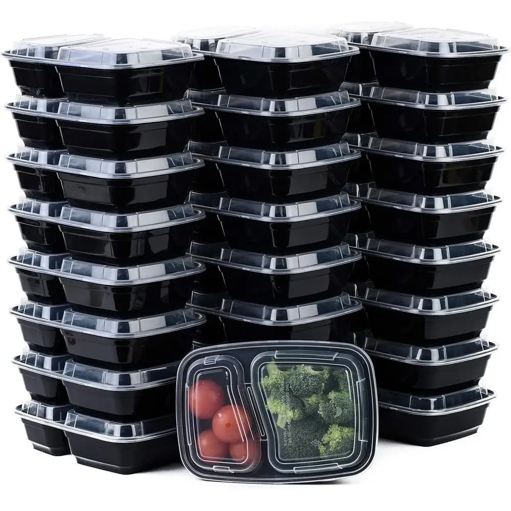 Confezione da 100 Contenitori per Microonde da 38 oz con Coperchi, Scatole Bento Riutilizzabili e Impilabili, Contenitori per Alimenti Senza BPA