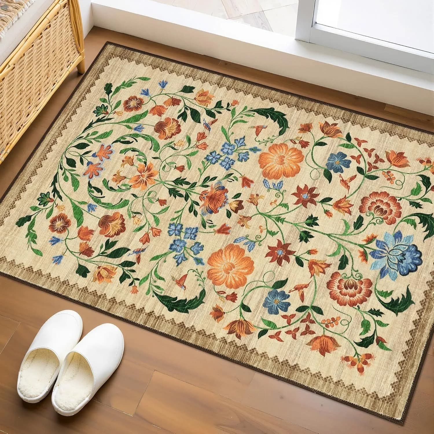 Tappetino da ingresso con stampa floreale Tappeto Soggiorno Sala da pranzo Lavanderia Tappetino da bagno Balcone Corridoio Tappetino antiscivolo