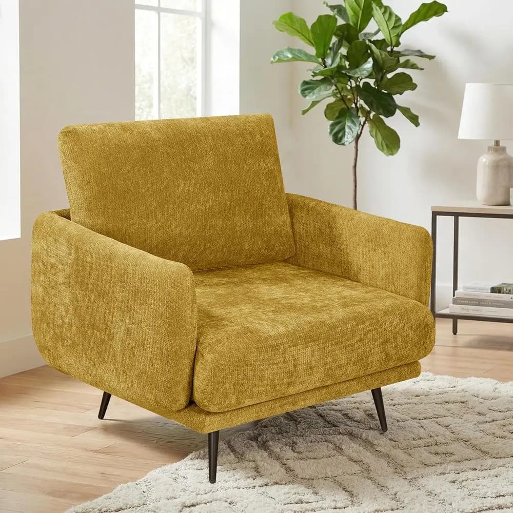 Comfortable and spacious armchair with Metal Legs and Soft cushion for Living, Reading or Waiting Areas