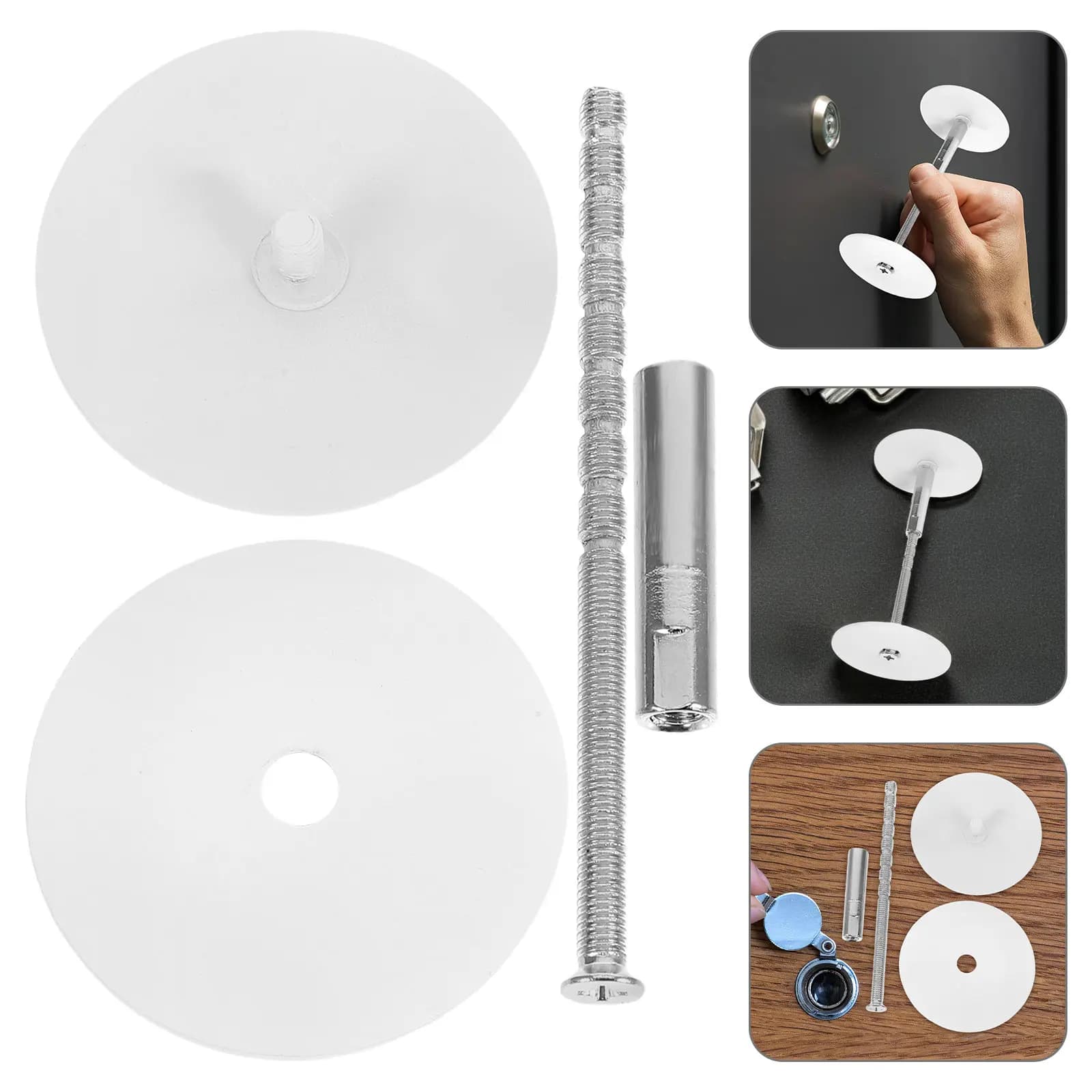 Set di 1 Copriporta Rotondo in Acciaio Inox da 50mm, Copri Foro per Serratura, Copri Spioncino per Porta di Sicurezza, Decorativo